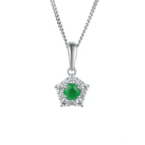 Silver classico cluster pendant with emerald and CZ