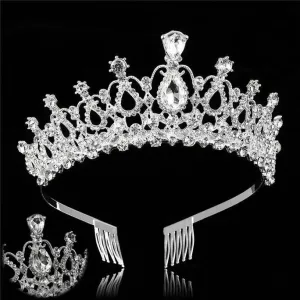 Silver crystal Princess Crowns bridal tiara Detail Queen cosplay diadem
