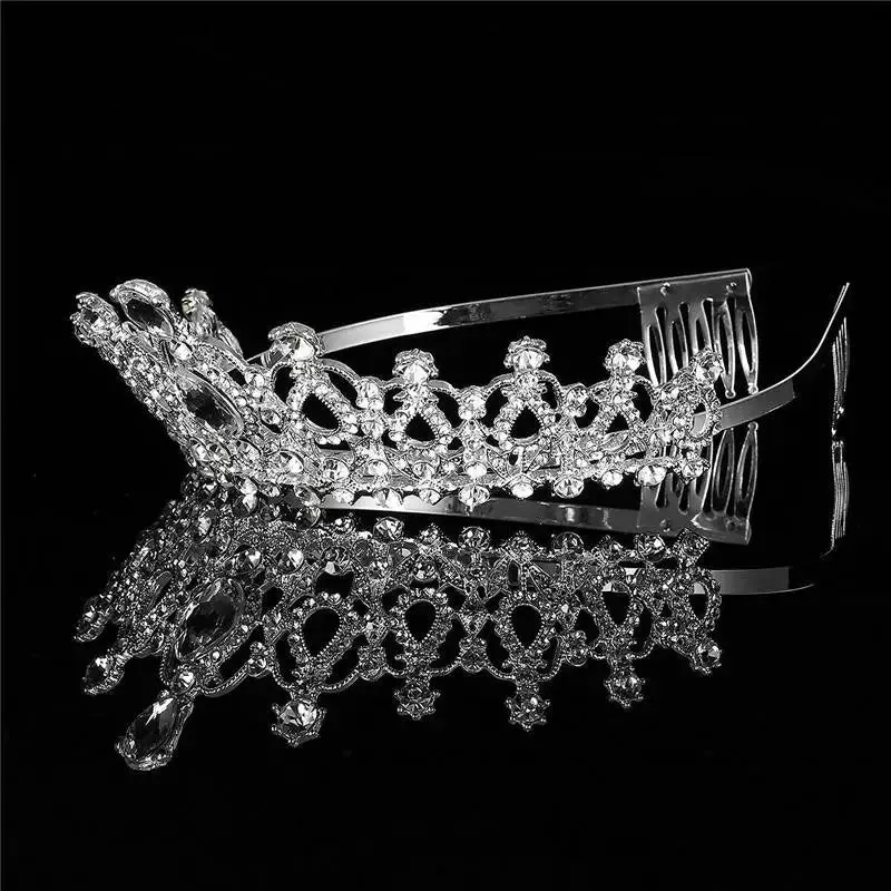 Silver crystal Princess Crowns bridal tiara Detail Queen cosplay diadem