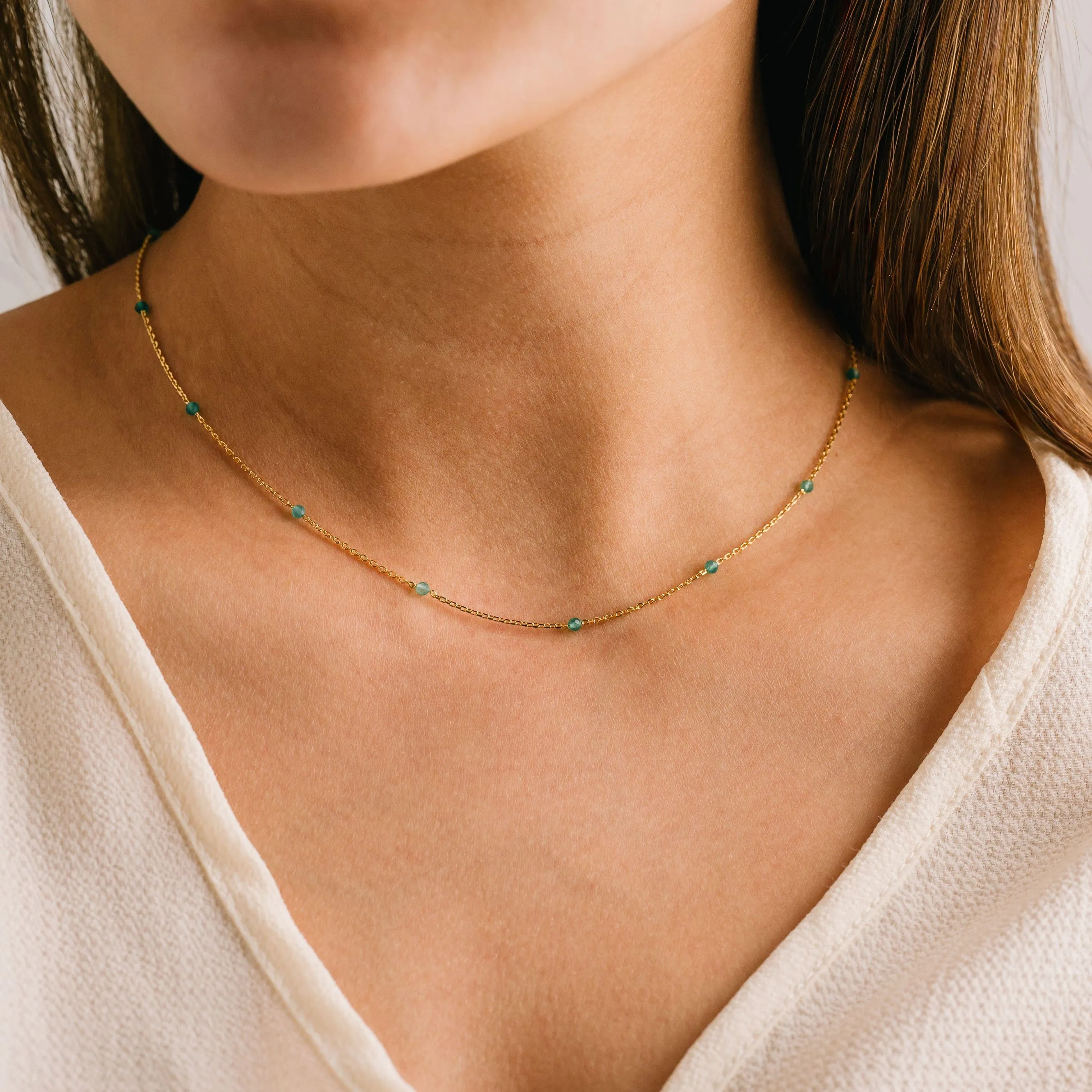 Sorrento Gemstone Necklace Green Onyx