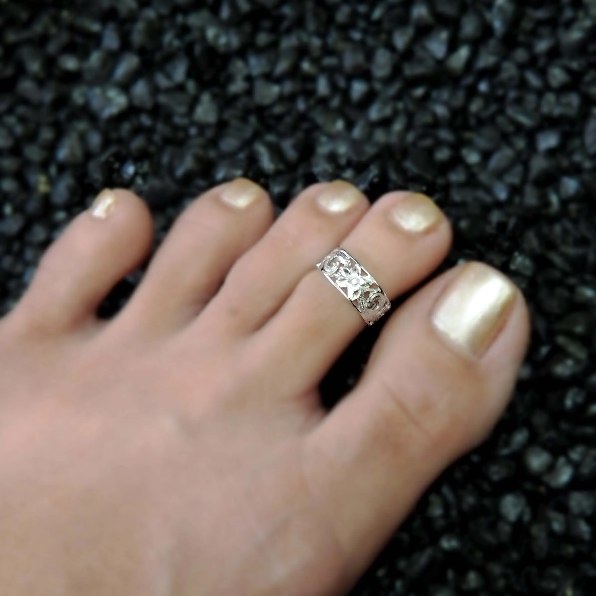 Sterling Silver 6mm Filigree Band Toe Ring