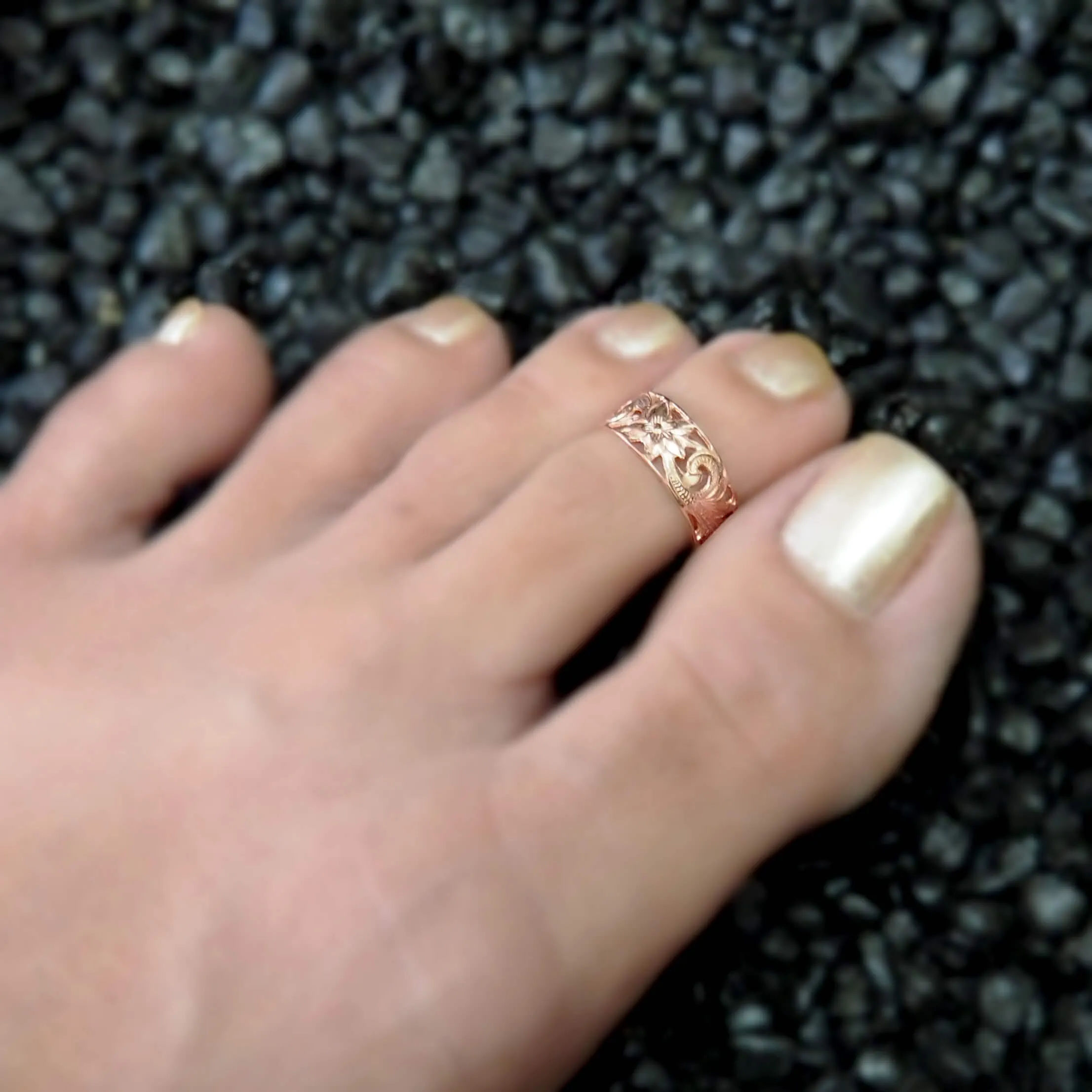 Sterling Silver 6mm Filigree Band Toe Ring