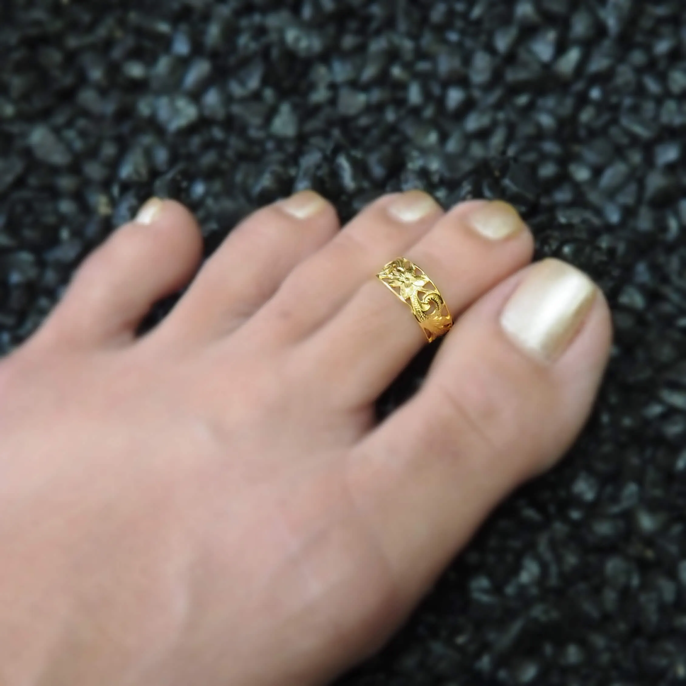 Sterling Silver 6mm Filigree Band Toe Ring