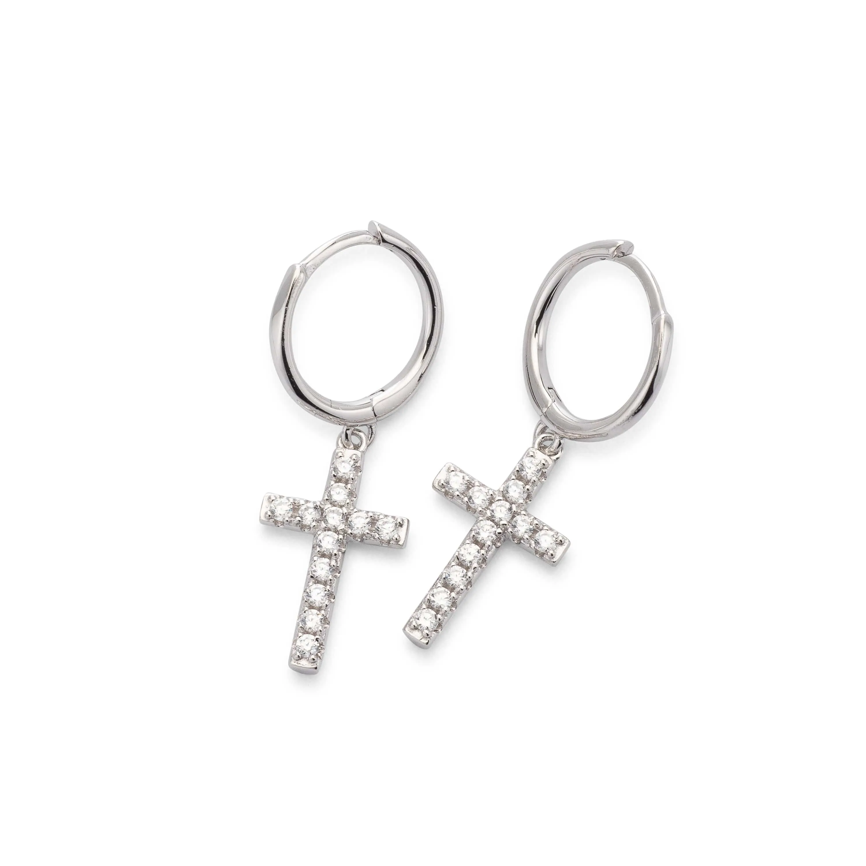 Sterling Silver Cross Dangle Earrings
