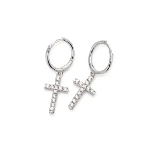 Sterling Silver Cross Dangle Earrings