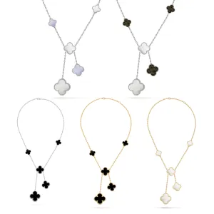 Sterling Silver Five Clover Y Shaped Necklace