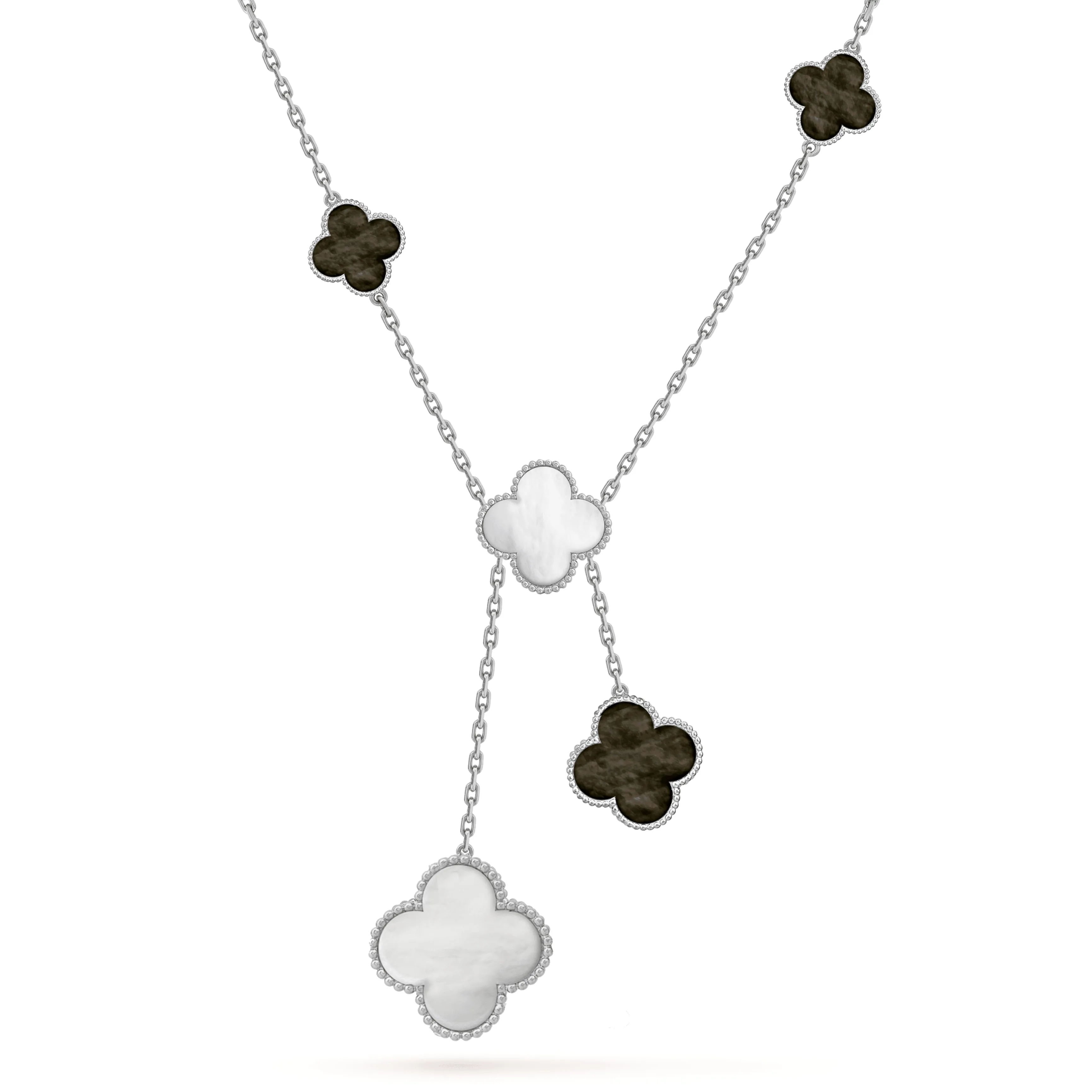 Sterling Silver Five Clover Y Shaped Necklace