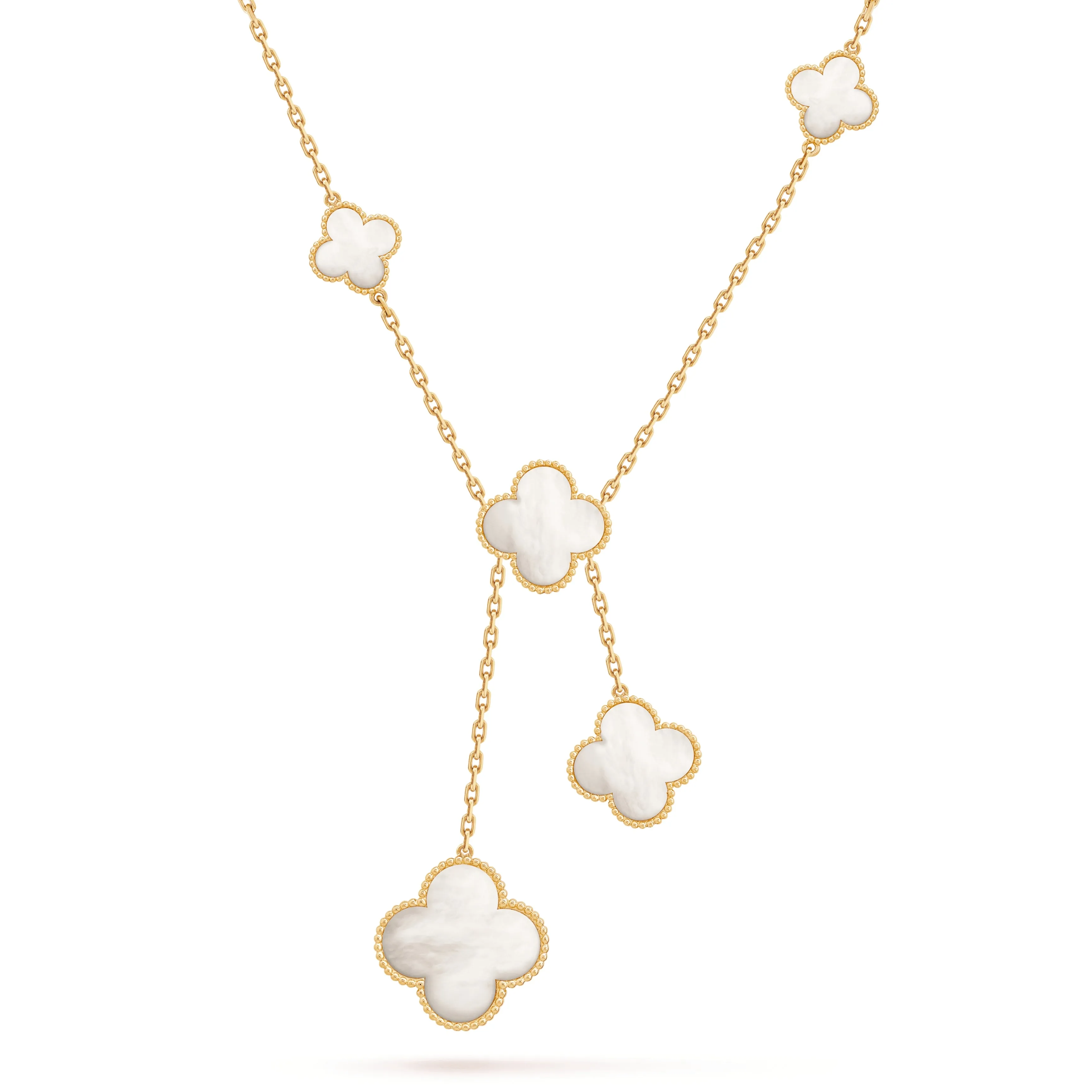 Sterling Silver Five Clover Y Shaped Necklace