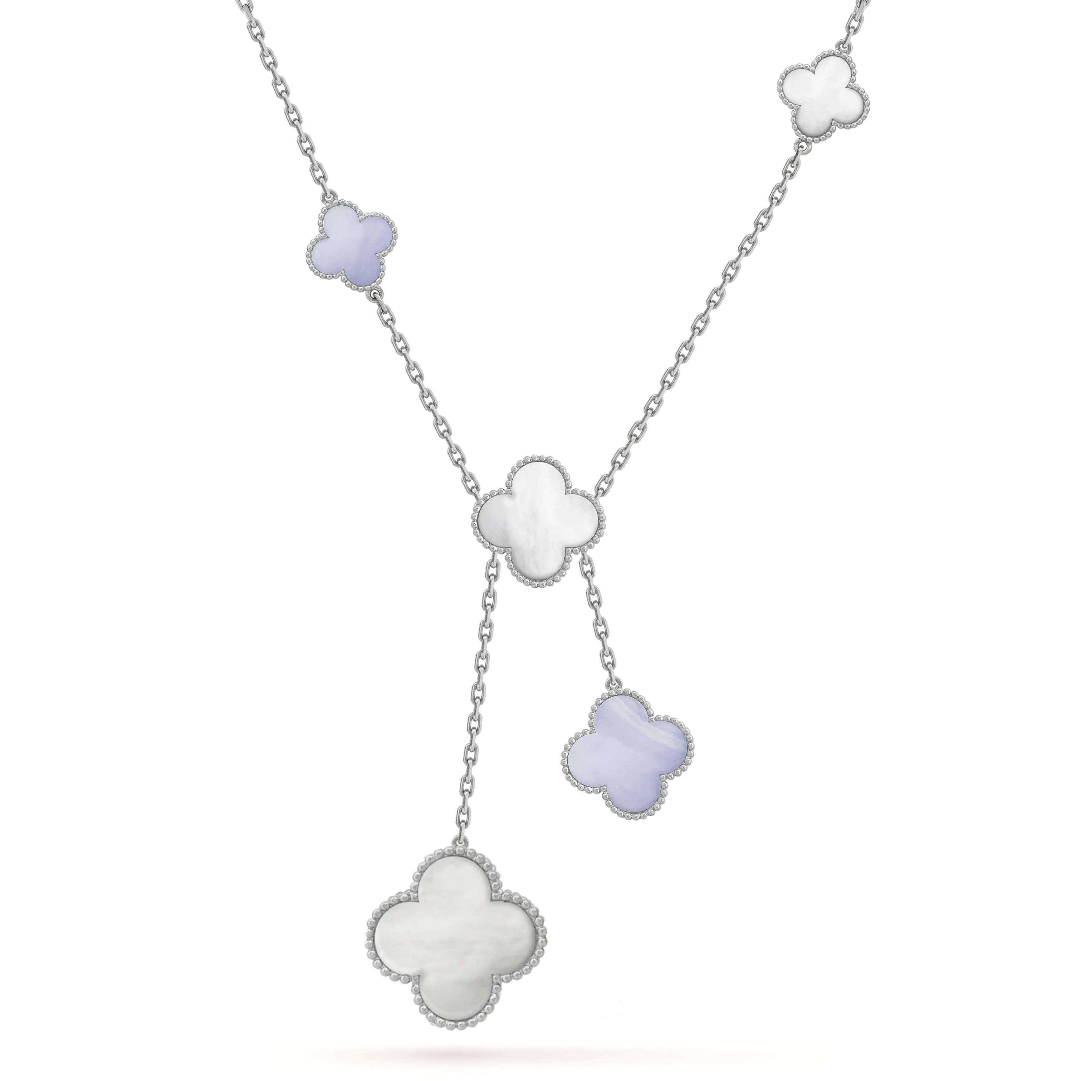 Sterling Silver Five Clover Y Shaped Necklace
