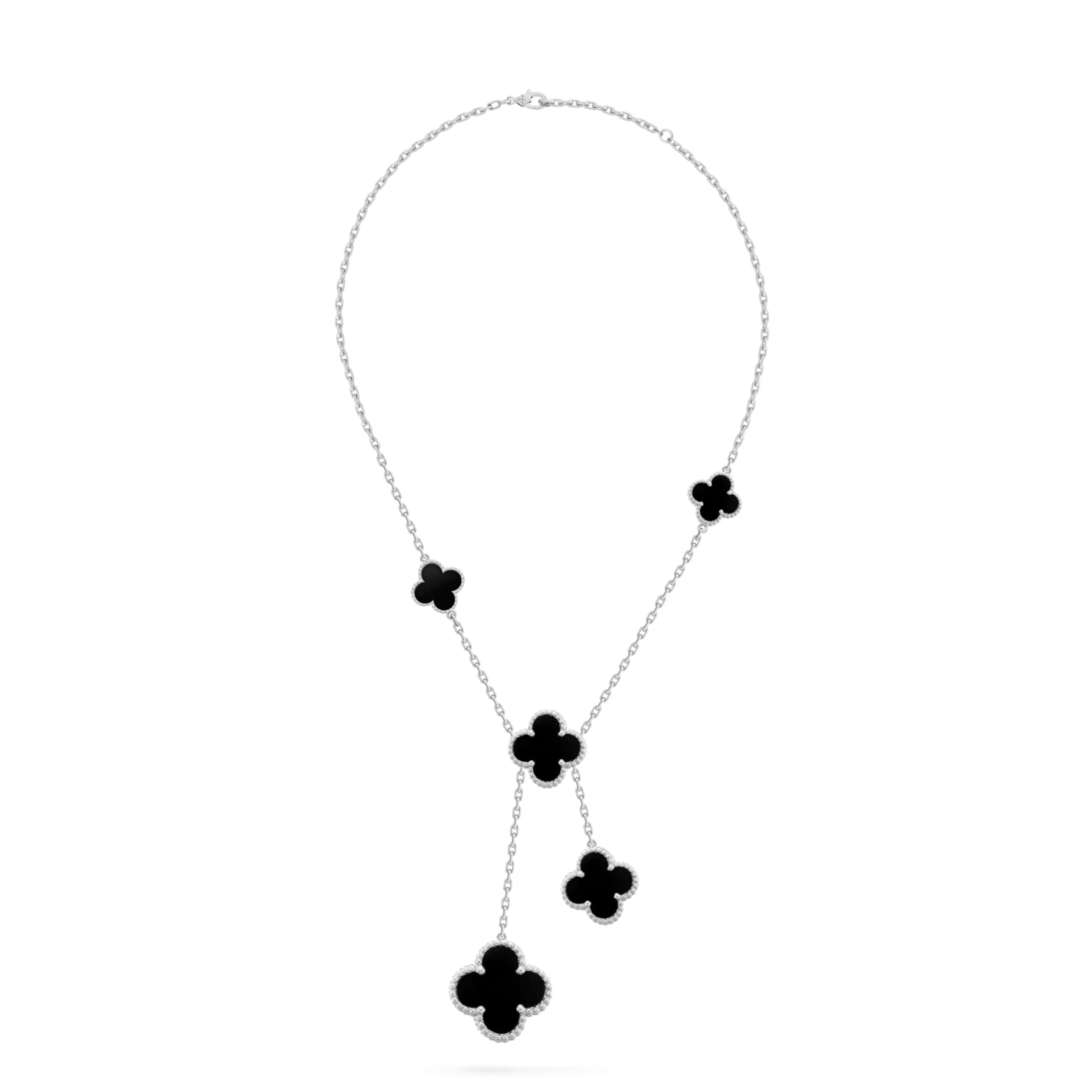 Sterling Silver Five Clover Y Shaped Necklace