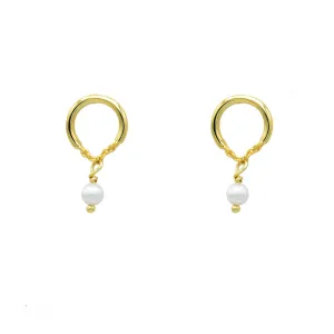 Sterling Silver Gold Plated Pearl Dangle Earrings