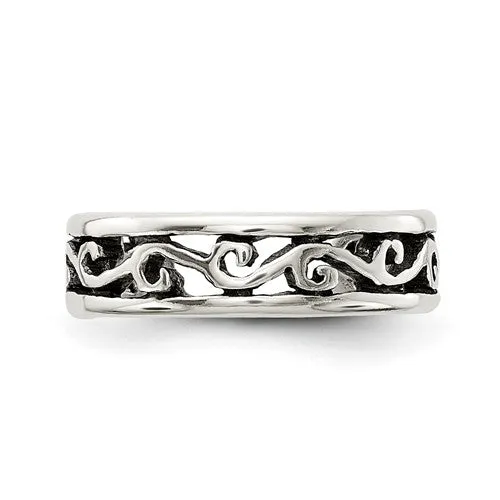 Sterling Silver Open Filigree Antiqued Toe Ring