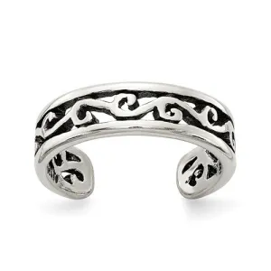 Sterling Silver Open Filigree Antiqued Toe Ring