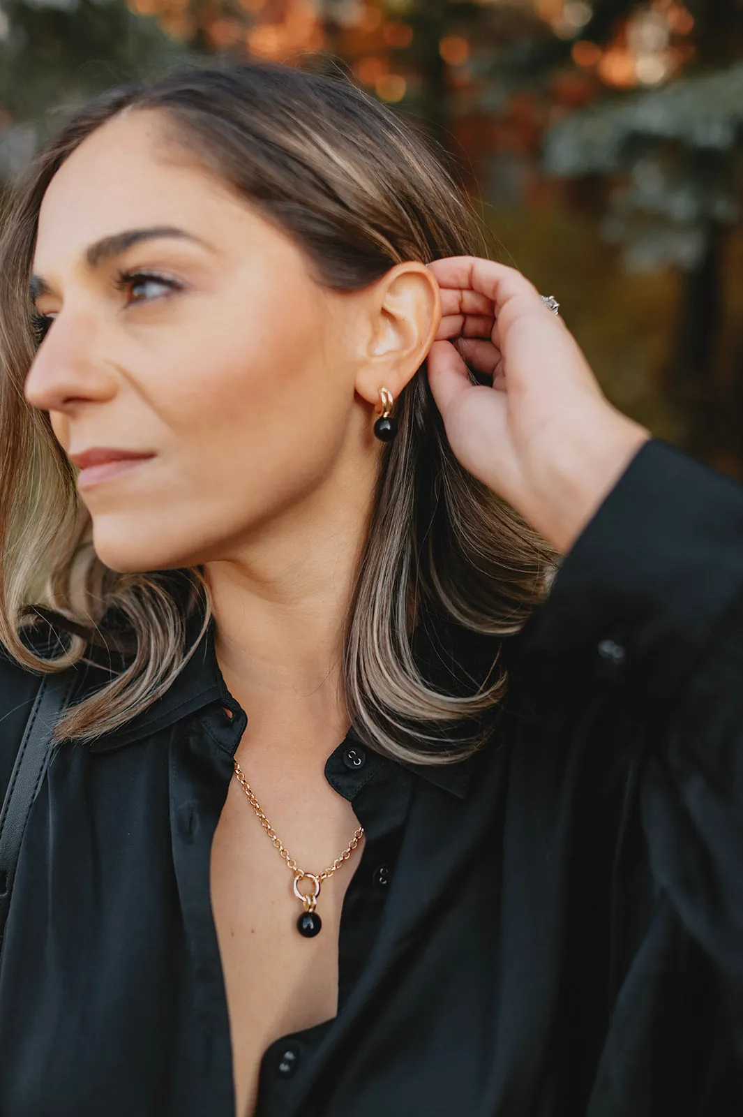 The Monroe Rolo Chain Necklace - Onyx