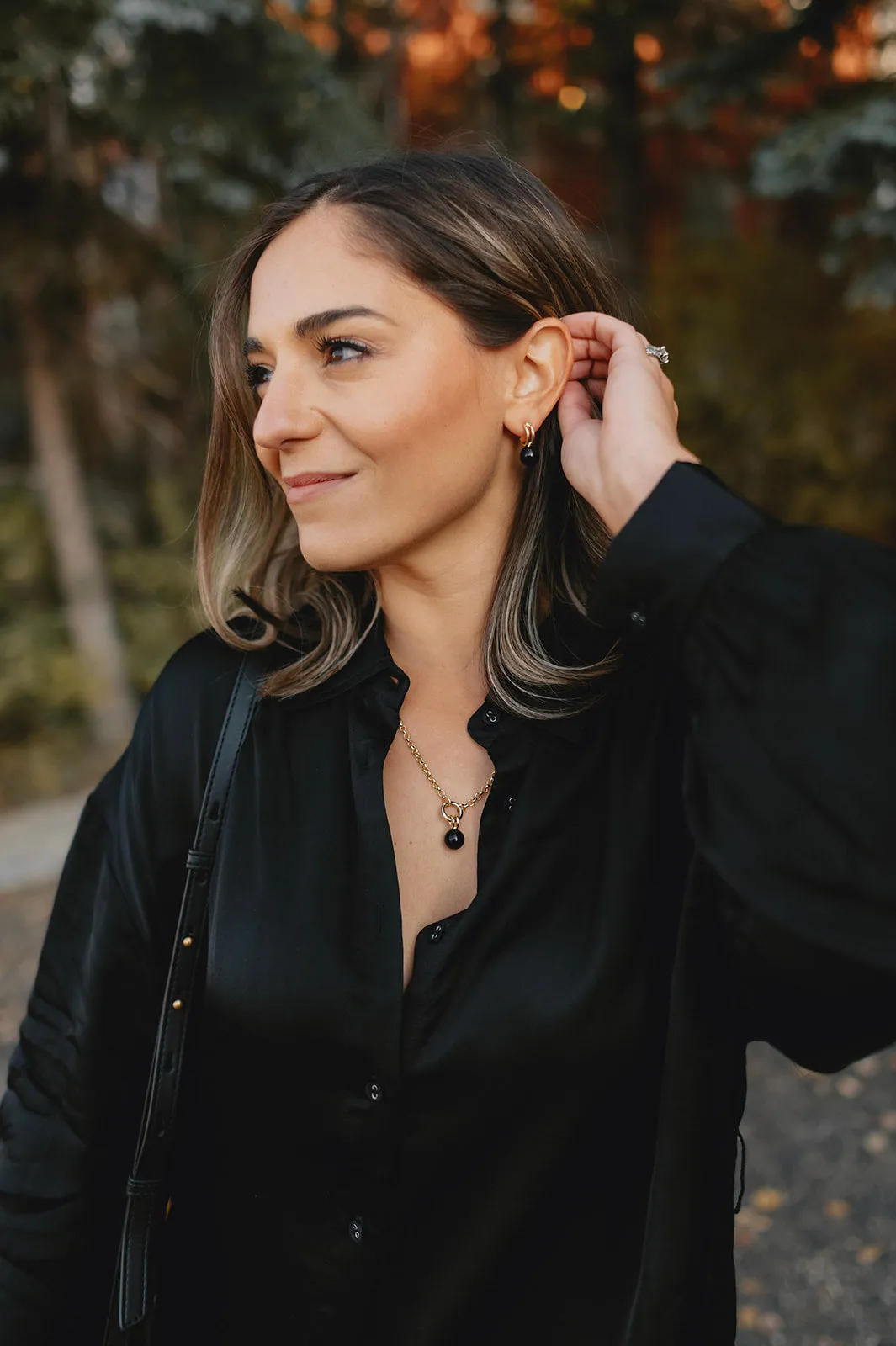 The Monroe Rolo Chain Necklace - Onyx