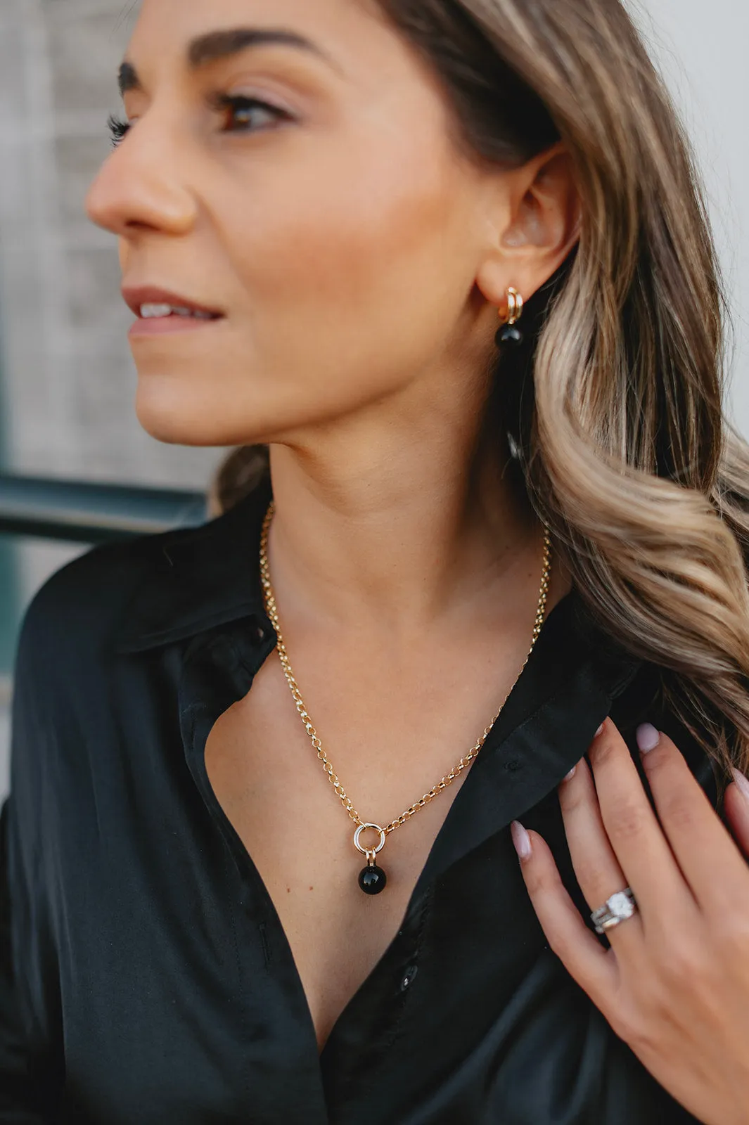 The Monroe Rolo Chain Necklace - Onyx