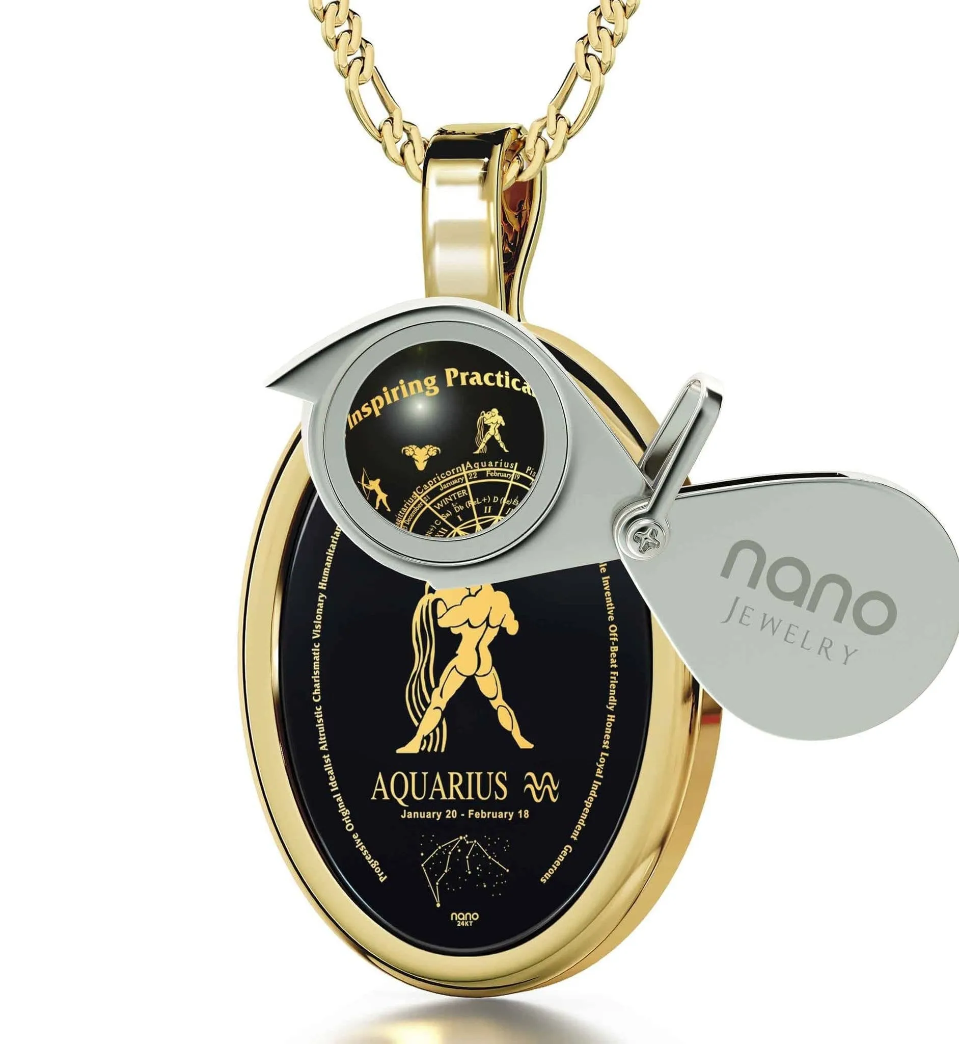 The World of Aquarius, 14k Gold Necklace, Onyx
