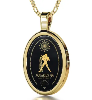 The World of Aquarius, 14k Gold Necklace, Onyx