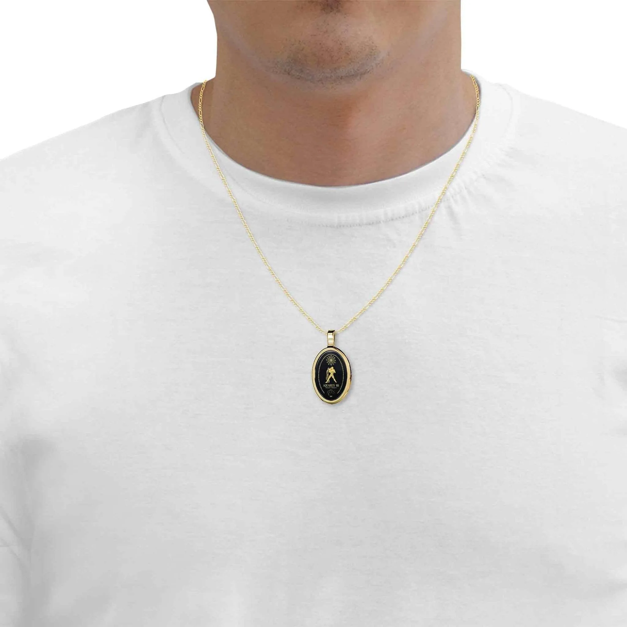The World of Aquarius, 14k Gold Necklace, Onyx