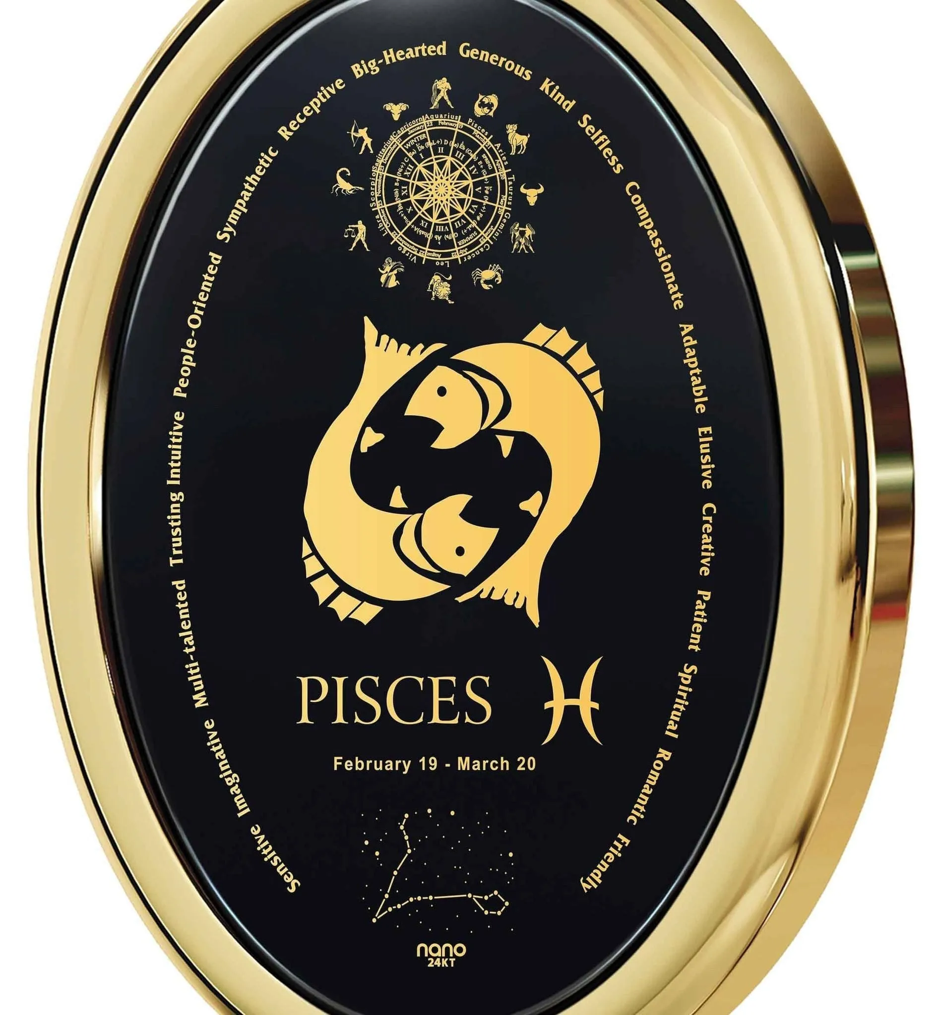The World of Pisces, 14k Gold Necklace, Onyx