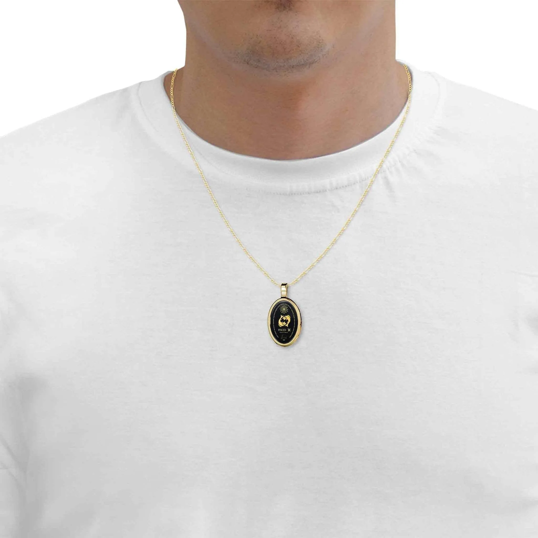 The World of Pisces, 14k Gold Necklace, Onyx