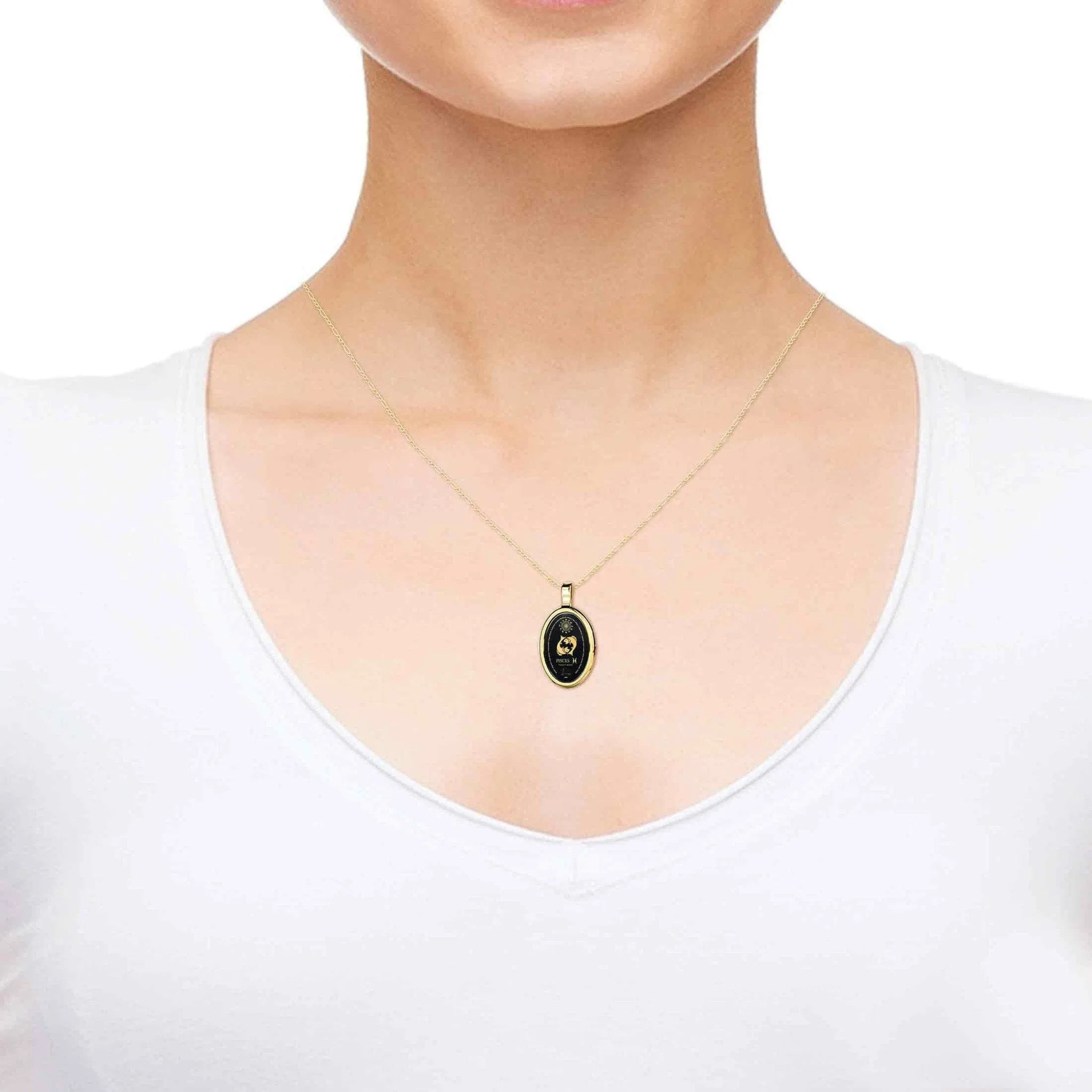 The World of Pisces, 14k Gold Necklace, Onyx