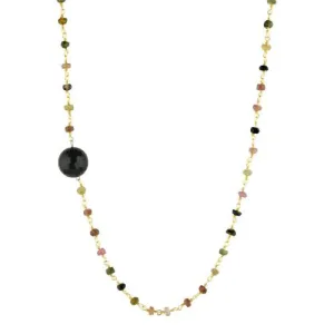 Tourmaline with Black Onyx Guru Bead Necklace