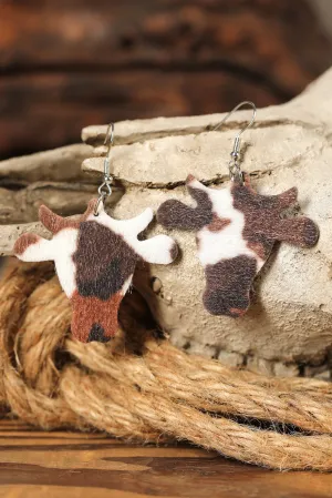 Western Cow Shaped Dangle Earrings