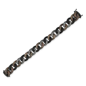 White Sapphire, Black Spinel & Jacinth Curb Link Bracelet