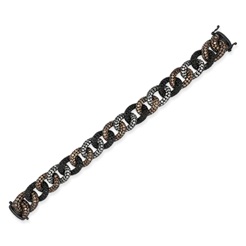 White Sapphire, Black Spinel & Jacinth Curb Link Bracelet