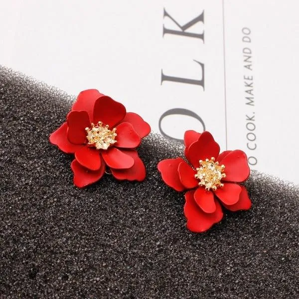 Women Flower Dangle Simulated Pearl Drop Earrings