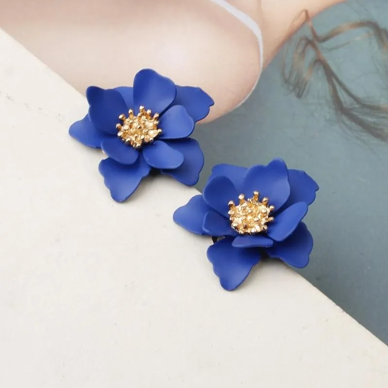 Women Flower Dangle Simulated Pearl Drop Earrings