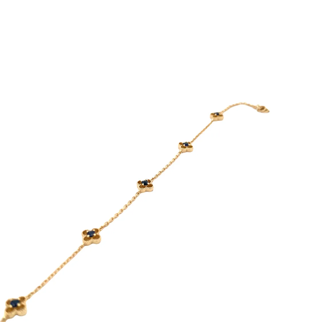 Yellow Gold Chain Sapphire Bracelet
