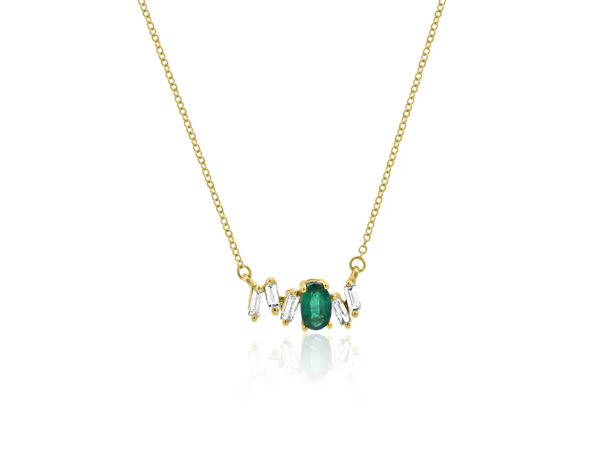 Yellow Gold Diamond & Emerald Pendant