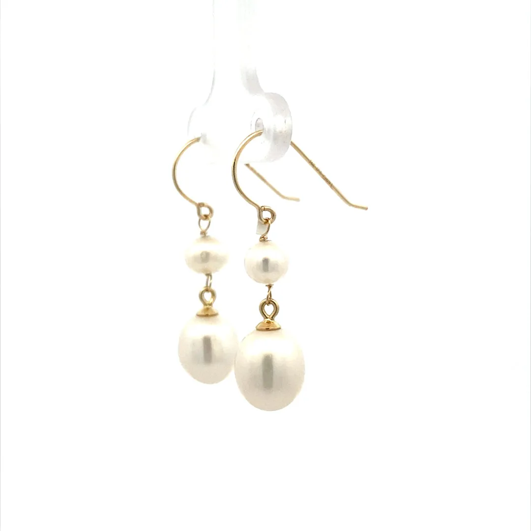 Yellow Gold Drop Pearl Earrings 928182/FW