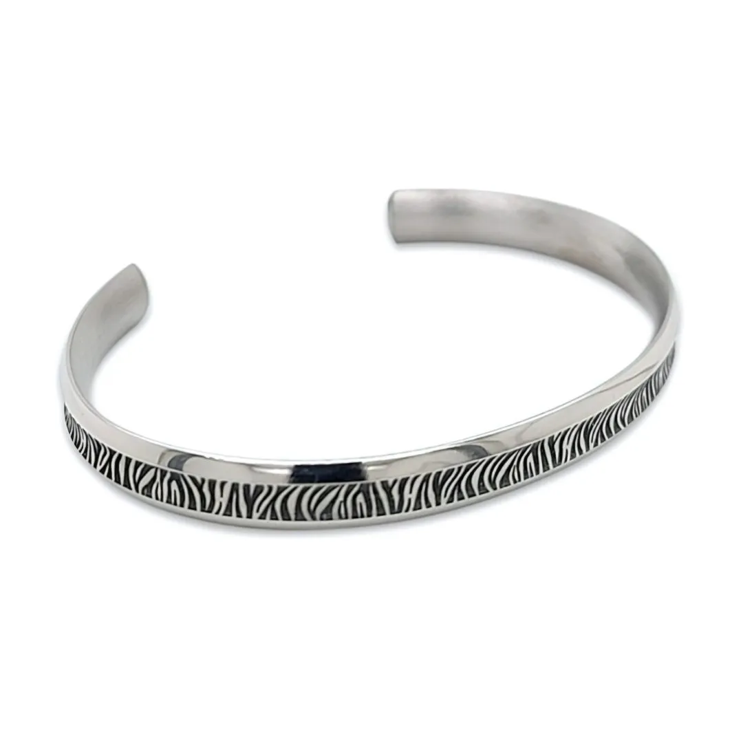 Zebra Print Medium Concave Torc Bangle